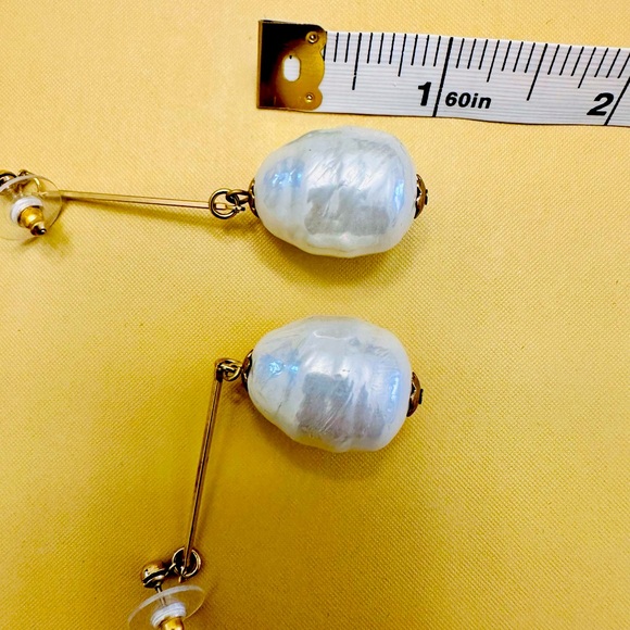 Faux Pearl Dangle Earrings - Natural Look with Elegant Texture $9 - Picture 5 of 5